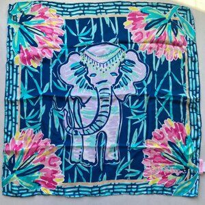 Lilly Pulitzer Slathouse Elephant Soirée  GWP Silk Scarf Inky Navy